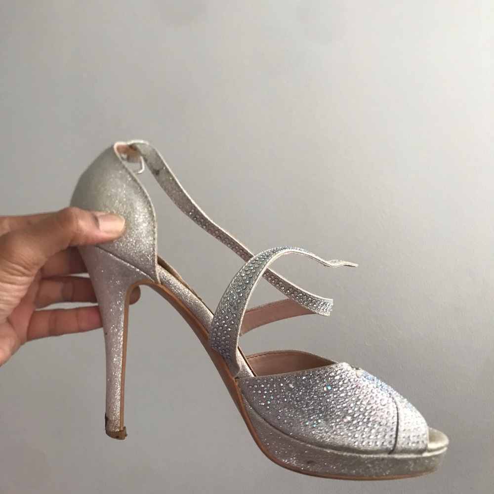 3” silver heels